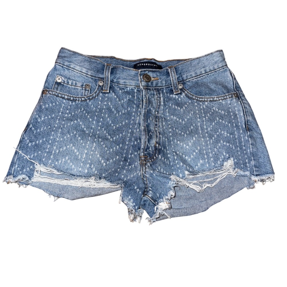Aeropostale Women's Size 2 Blue Denim Boyfriend Shorts Distressed Frayed Hem y2k